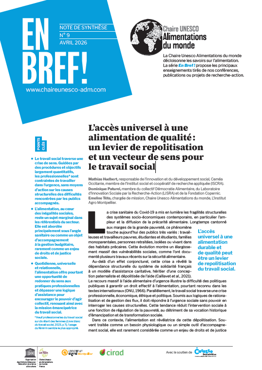 couverture L’accès universel à une alimentation de qualité : un levier de repolitisation et un vecteur de sens pour le travail social