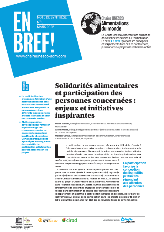 couverture Solidarités alimentaires et participation des personnes concernées : enjeux et initiatives inspirantes