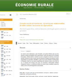 Circuits courts alimentaires, dynamiques relationnelles et lutte contre l’exclusion en agriculture